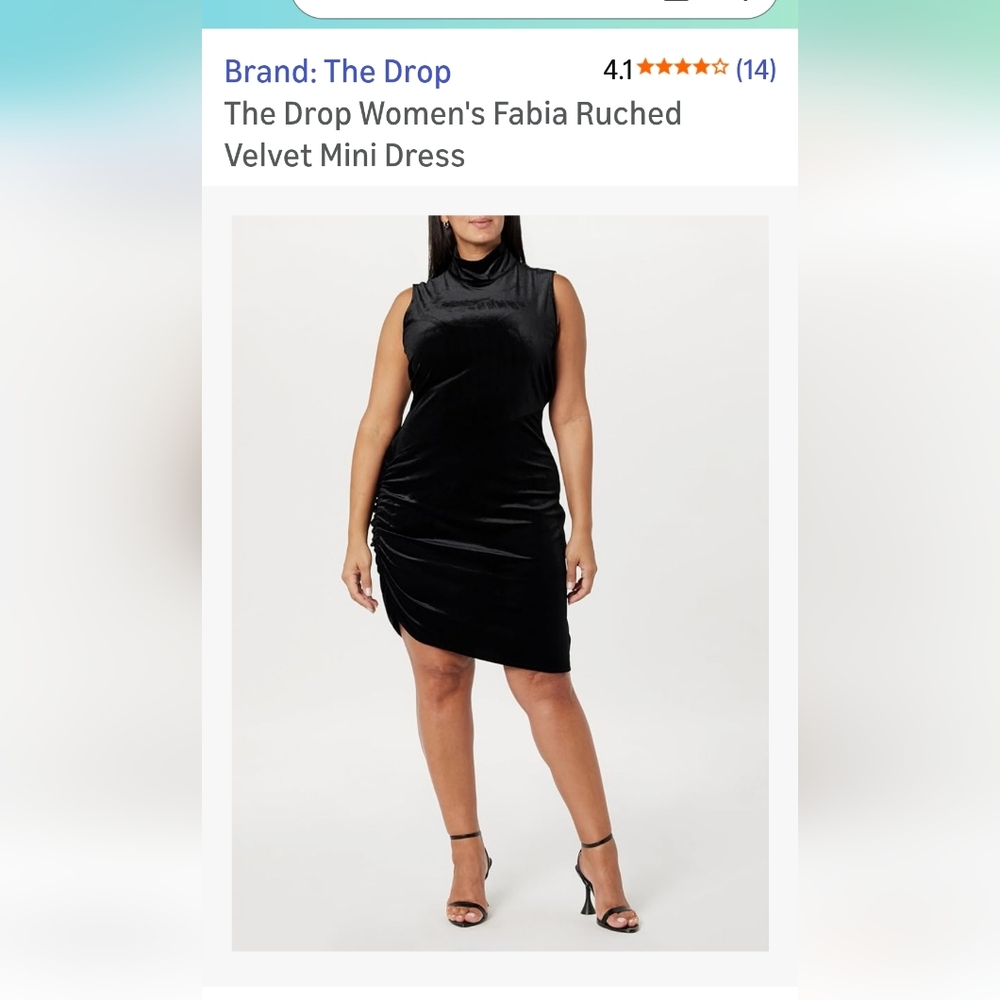 The Drop-Black Velvet Ruched Mini Dress